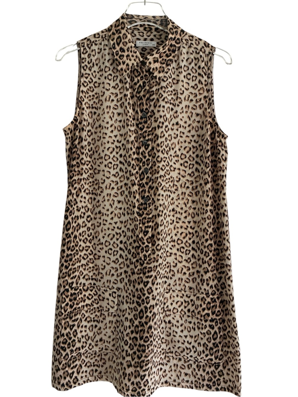 Equipment Femme Lucinda Silk Leopard Print Safari Shift Mini Dress M - Picture 2 of 9
